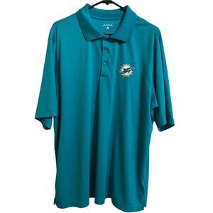 Antigua Miami Dolphins Polo Shirt XL Teal‎ NFL Embroidered Logo